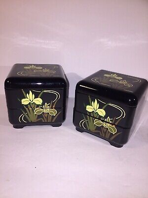 Vtg Japanese, collectible 3-tier, stackable laquer ware jewelry/trinket box