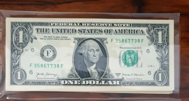 1$ One American dollar, set 25 bills 2017a UNC consecutive