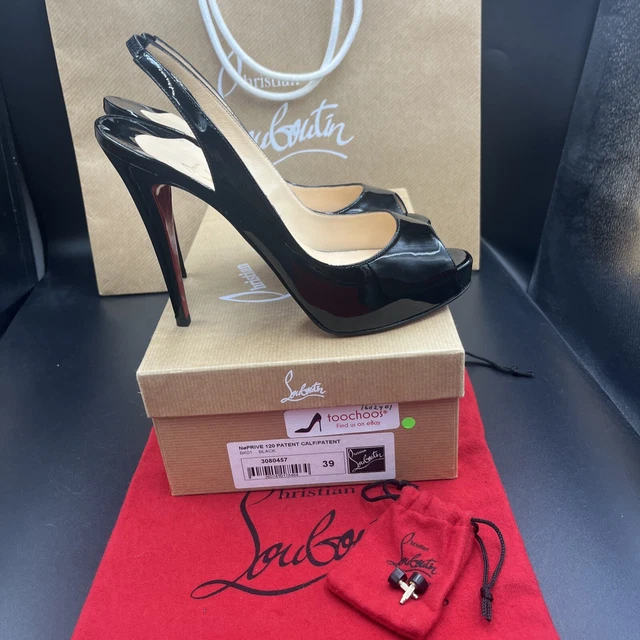 CHRISTIAN LOUBOUTIN NO Prive 100 Black Patent Sling Back Heels Size Uk 6 Eu 39 275.00 PicClick UK