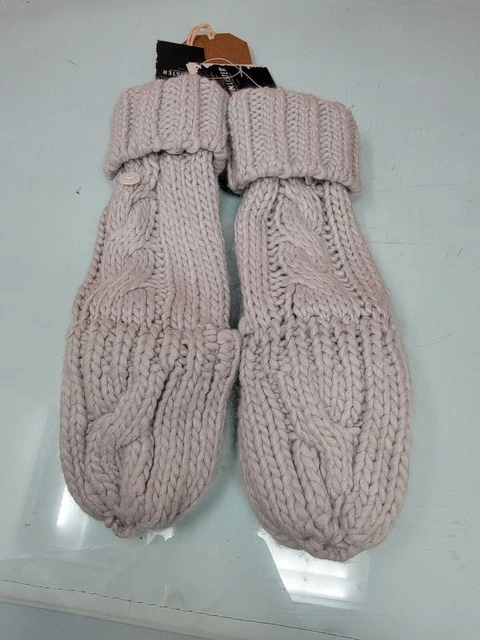 Hollister Cable Knit Mitten Adjustable Open/Close Fingers (One Size) Light Gray