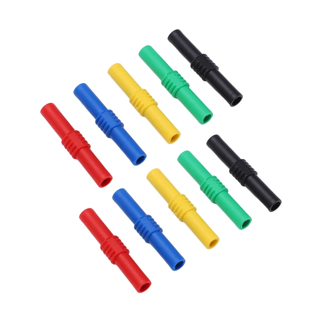 Fiches Banane 4mm Femelle - 12 Pièces - Isolées Noir Et Rouge - Pour Tests électriques - Laiton Nickelé