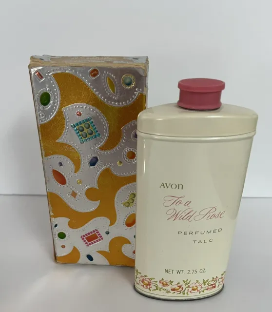 Vintage Avon Perfumed Talc in Tin~To A Wild Rose