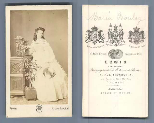 Erwin, Paris, Maria Boulay actrice, circa 1870 vintage CDV albumen carte de visi