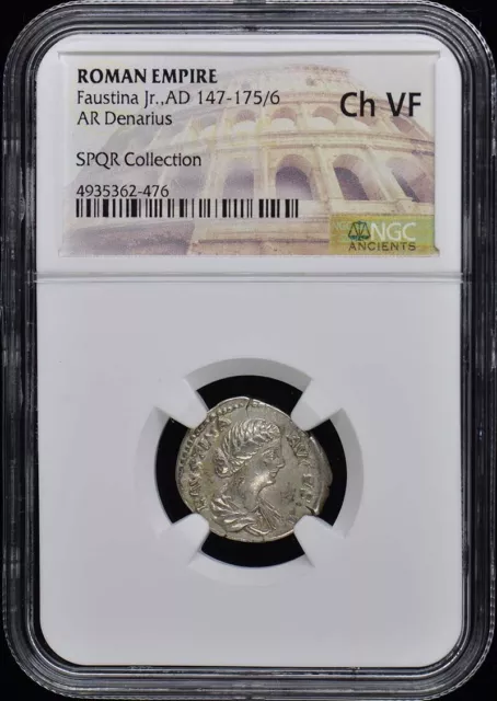 Faustina Jr.,AD 147-175/6 ROMAN EMPIRE AR Denarius NGC VF30