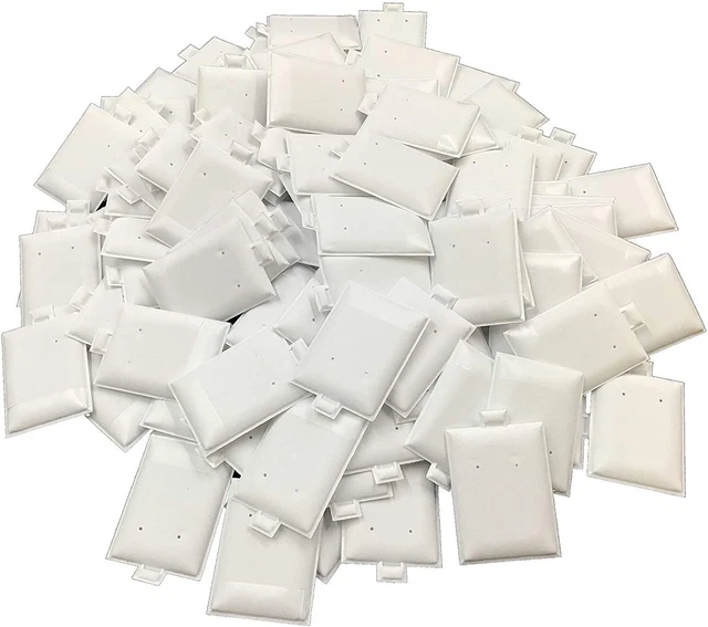 N'icePackaging - 200 Qty Plain White 1 1/2" x 2" Vinyl Puff Pad Earring Cards...