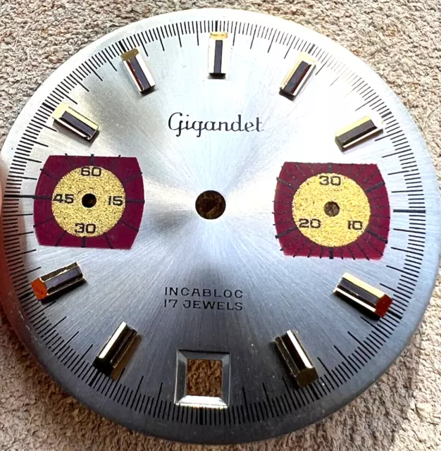 Orologio da polso vintage anni '60 Gigandet Cronografo wakmann quadrante NOS per valjoux 7734 2