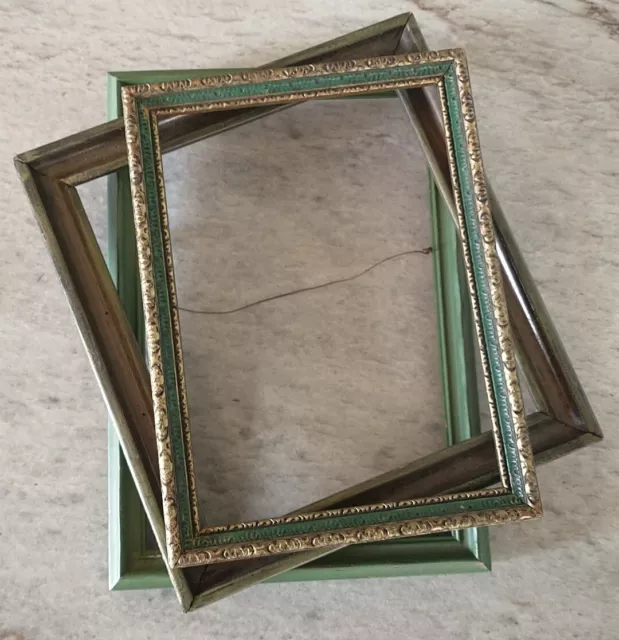 Antique Vintage Picture Frames Wood Gold Art Decor Ornate lot of 3 Green eco i