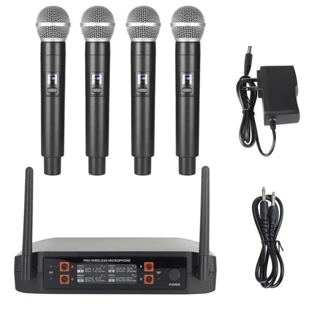 Professionelles kabelloses UHF-Mikrofon 4-Kanal-Handheld Karaoke Mikro Heim Lautsprecher