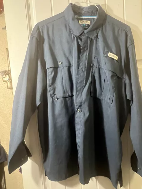 MAGELLAN SHIRT MENS XL Button Up Fish Outdoors Gear Relaxed Fit Vented Blue  $10.88 - PicClick