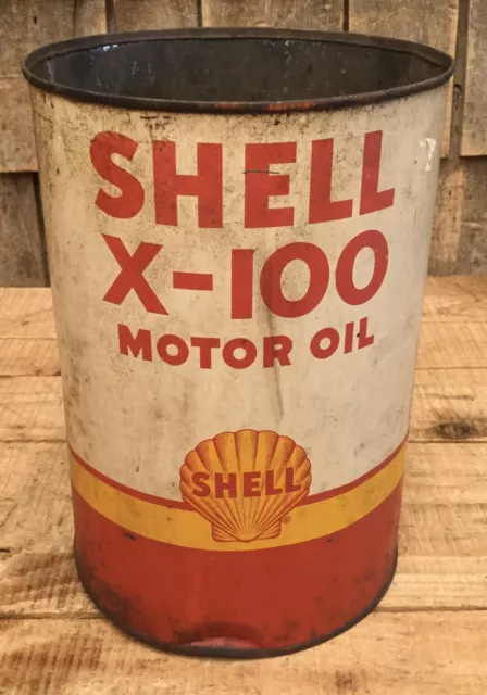 Vintage 5 Stück Shell X-100 Motor Öl Dose Kann Gas Service Station W Grafik