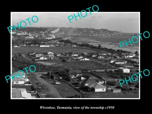 OLD LARGE HISTORIC PHOTO OF WIVENHOE TASMANIA PANORAMA OF THE TOWN c1950