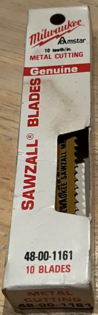 48-00-1161 Hss 10 Tpi Metal Cutting Milwaukee Sawzall Blades, Pkg Of 10, New