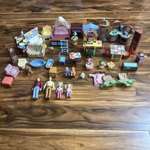 Vintage  Fisher Price My Loving Family Dollhouse Furniture and Accessories Lot