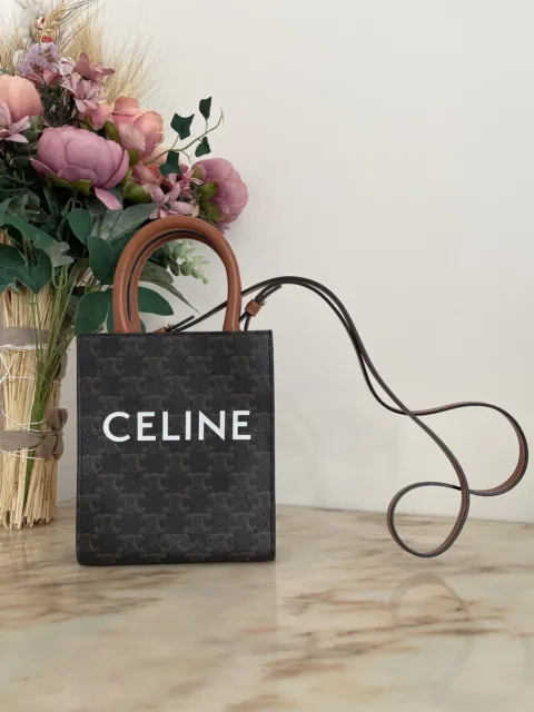 Mini Vertical Cabas in Triomphe Canvas and calfskin with Celine print