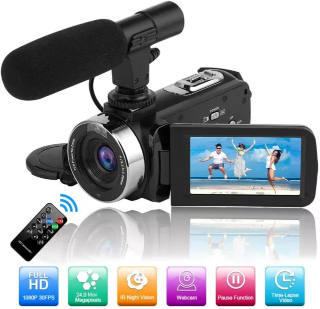 Camcorder Video Camera Full HD 1080P 30FPS 24.0MP Night Vision Camera for Youtub