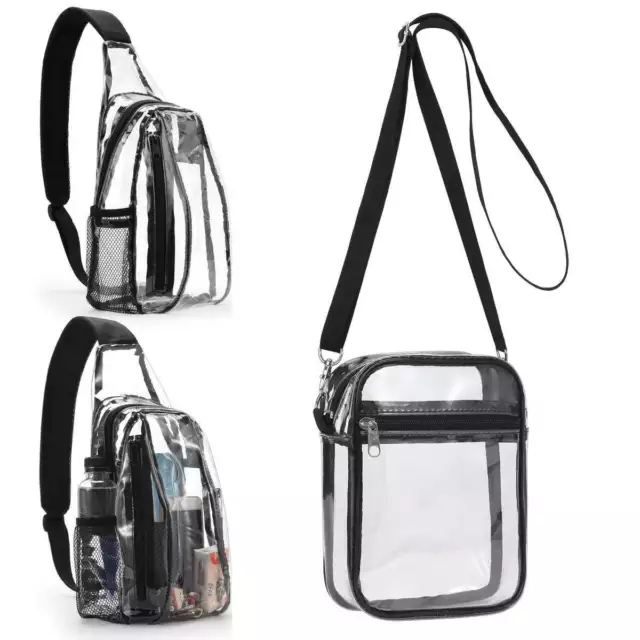 Clear Plastic Tote Bag Women Transparent Handbag Zip PVC Pouch Stadium Security