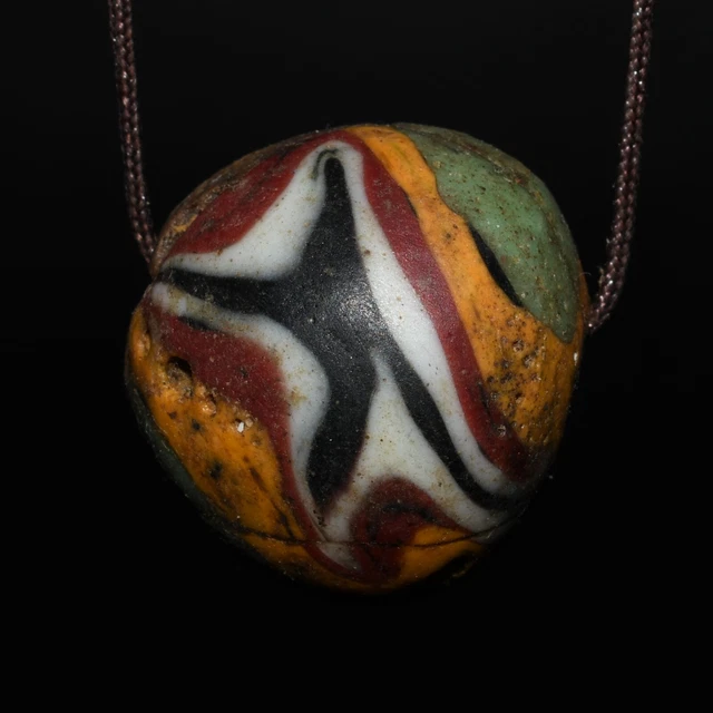 Genuine Ancient Mosaic Glass Gabri Bead with Decorative Motifs Circa 3rd Century