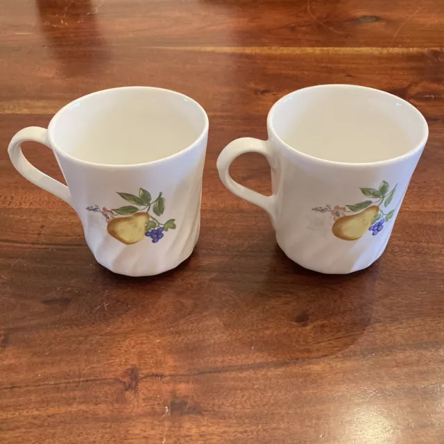 2 Corelle Coordinates Stoneware Chutney Abundance Fruit Swirl Coffee Cups / Mugs 2