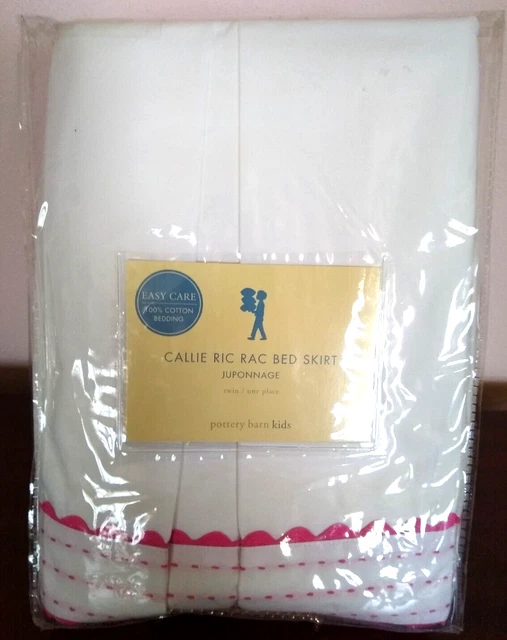 Nueva falda de cama doble Pottery Barn Kids Callie rosa Ric Rac nueva en caja