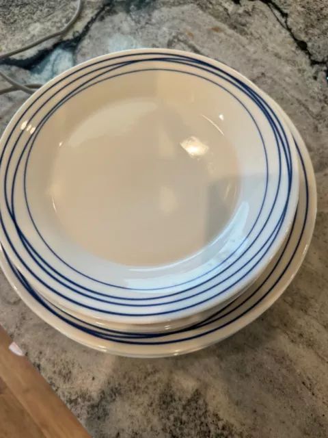 4 Royal Doulton PACIFIC 9.25" Salad / Luncheon Plates - BLUE LINES - SET OF 2