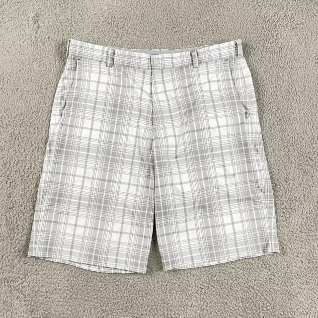 Nike Golf Shorts Mens Size 36 Gray Tour Performance Dri Fit Plaid Flat Front