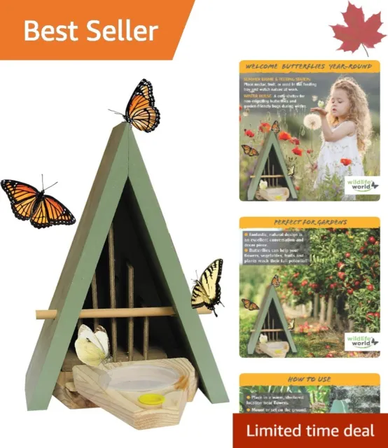 Butterfly House and Feeder - Versatile, Durable, Eco-friendly - 11.7x13.2x26cm