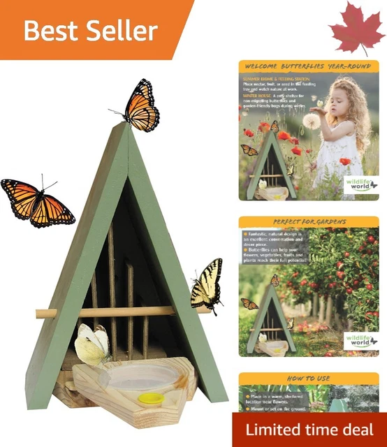 Butterfly House and Feeder - Versatile, Durable, Eco-friendly - 11.7x13.2x26cm