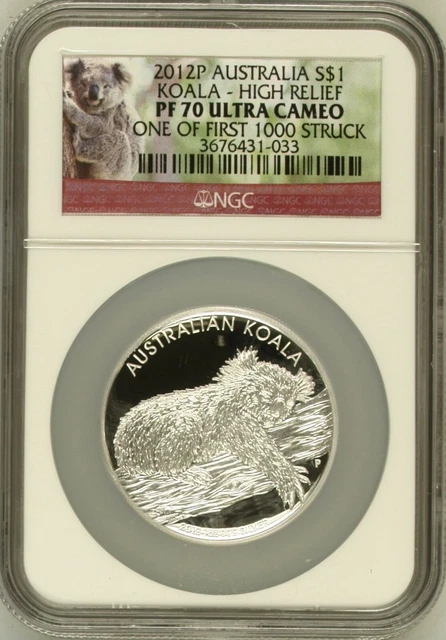 2012 P Australia Silver Koala High Relief NGC PR 70 UCAM 1 of first 1000 Struck
