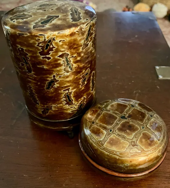 2 Vintage Burmese Lacquerware Beetle Nut Boxes Brown/Gold -Rare Color/Design