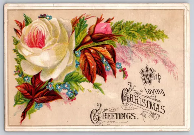 Loving Christmas Greetings Sample Victorian Trade Card w/ Roses