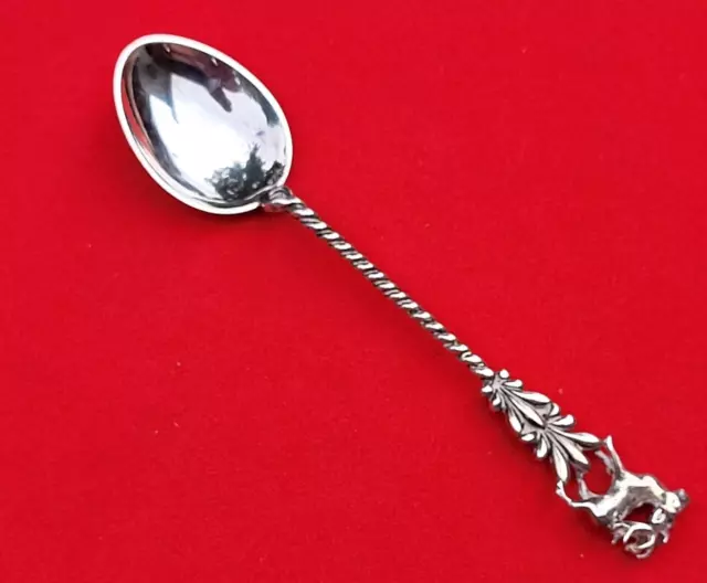 Vintage 800 Sterling Silver Demitasse Salt Coffee Spoon 4" Deel Elk Twist Handle