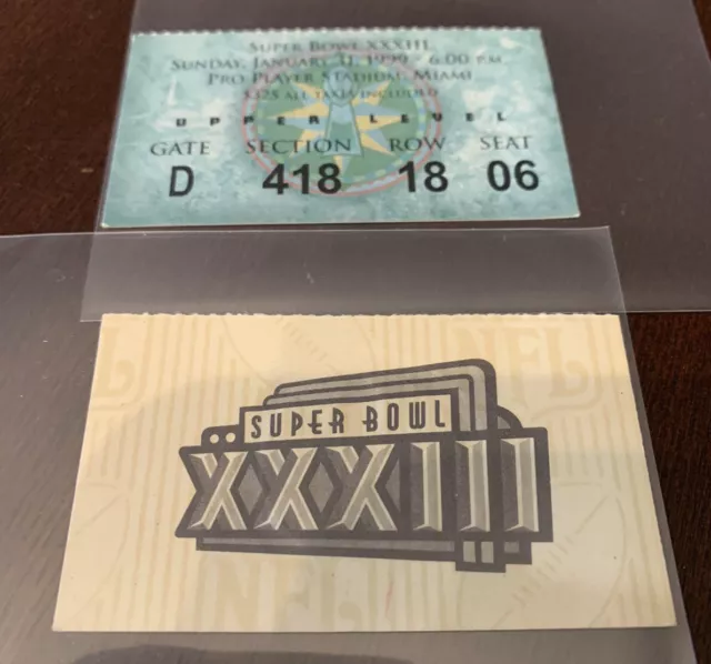 1999 Super Bowl Xxxiii Ticket Stub - Denver Broncos - John Elway Last Game