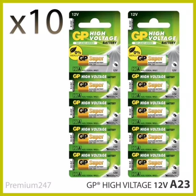 10 x GP A23 12V Super Alkaline Batteries MN21 23A LRV08 K23A E23 Door Bell Chime