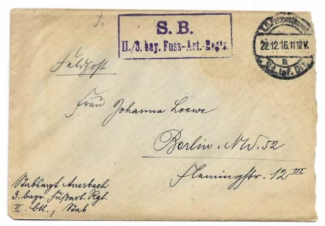 Alemania Reich Antiguo Correo De Campo Militar En Portada 1916 En La Primera Guerra Mundial, Judaica? Loewe