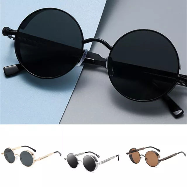 Mens Sunglasses Sun glasses Steampunk Round UV400 Vintage Polarized Brand Design