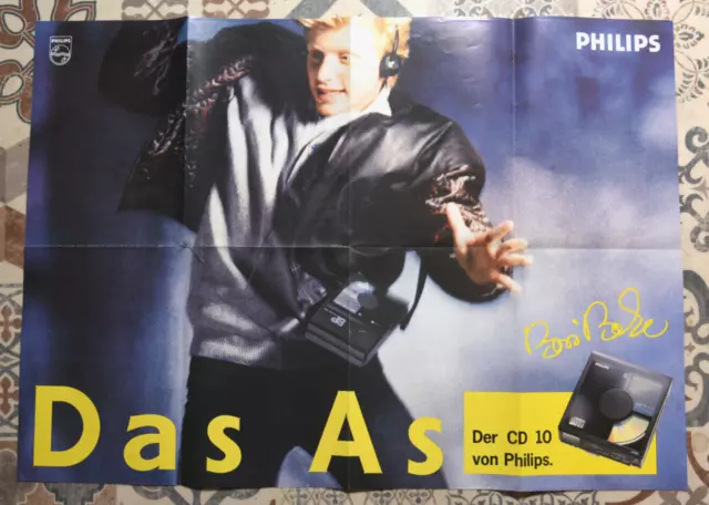 Vintage Werbeplakat Philips CD 10 Boris Becker 80er Retro HiFI 80s Walkman