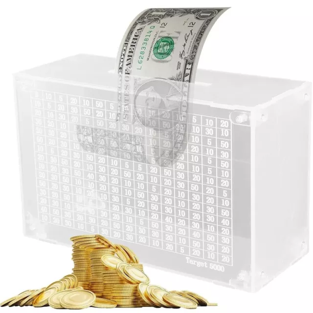 Target 5000 Clear Acrylic Money Box with Counter DIY Money Saving Box Piggy Bank