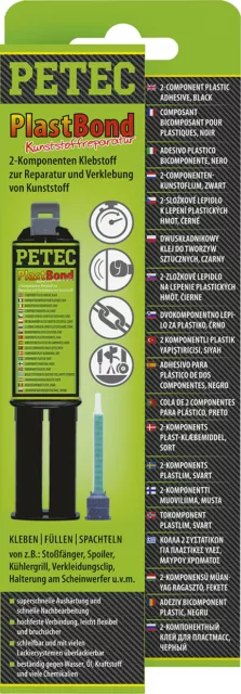 1x PETEC Klebstoff 2k Plastbond Schwarz Verklebung von Kunststoffen 24ml 98325