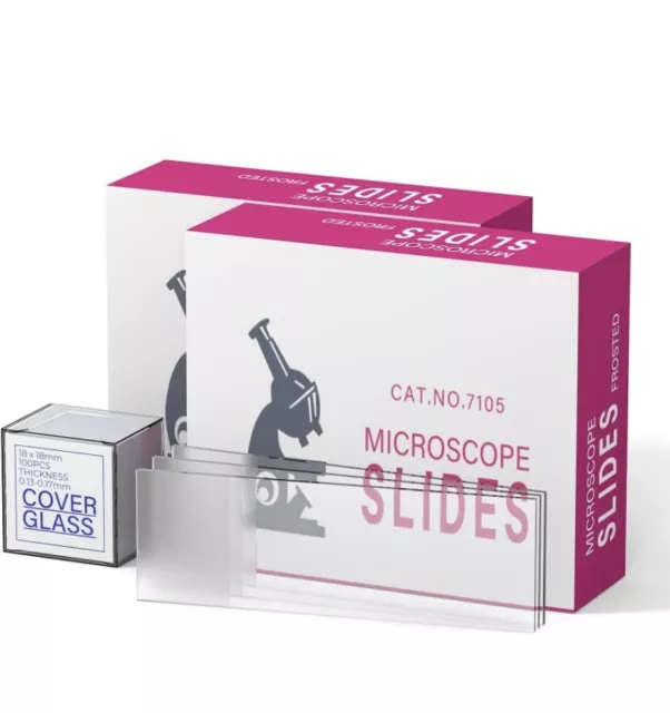 Rounded Edge Microscope Slides Kit, 100Pcs Pre-Cleaned Blank Frosted Microscope