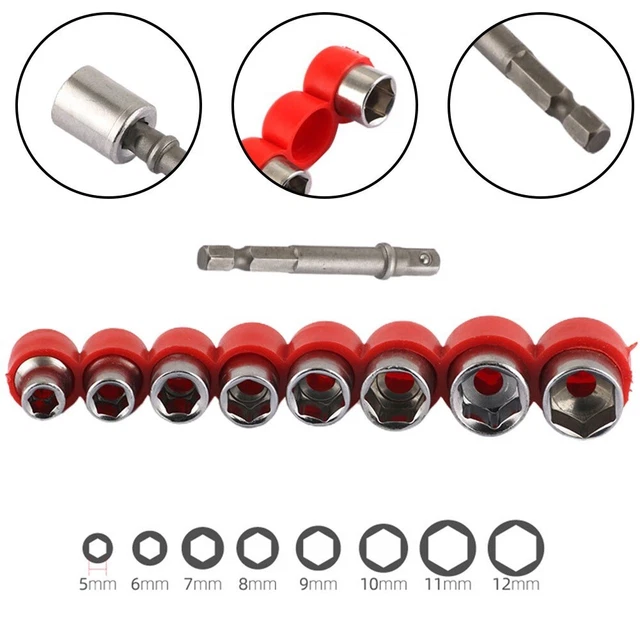 Enchufes hexagonales llave de repuesto 5-12 mm 8 piezas/juego de accesorios carbono