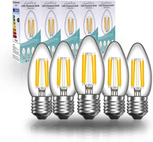 Luxvista E27 LED Dimmable Candle Filament 5-Pack 4W C35 Bulb