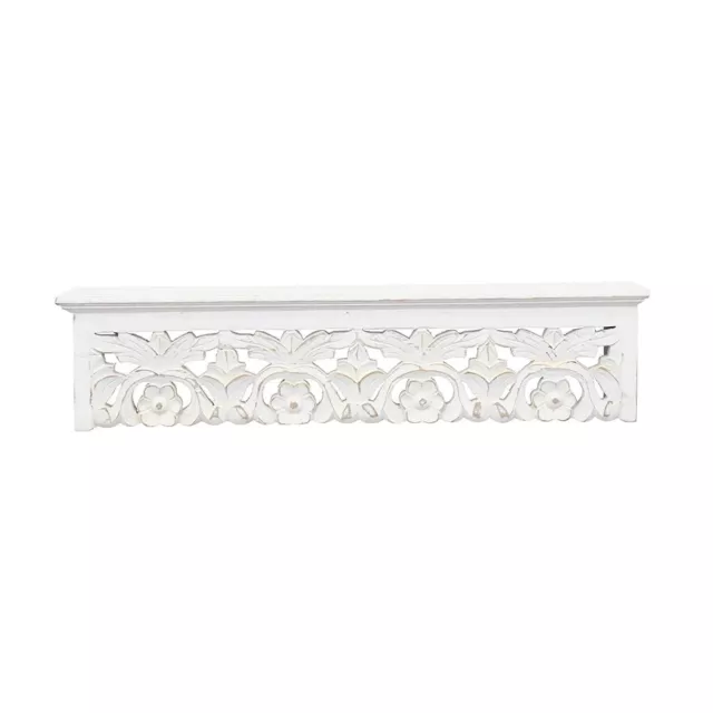 Hand Carved Solid Wood Floral Design Wall Mounted Floating Shelf Brackets