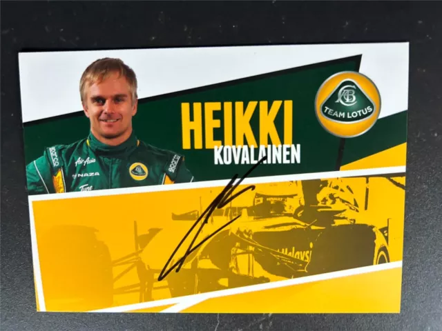 Rare hand signed Team Lotus Team Card Heikki Kovalainen Formula 1