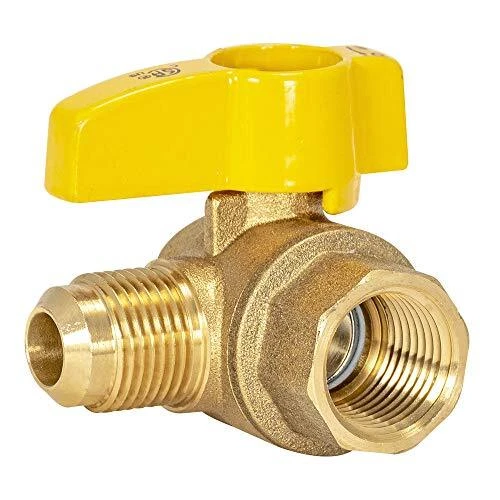 Brass Gas Ball Valve - 1/2" Angle, 1/4-Turn Handle