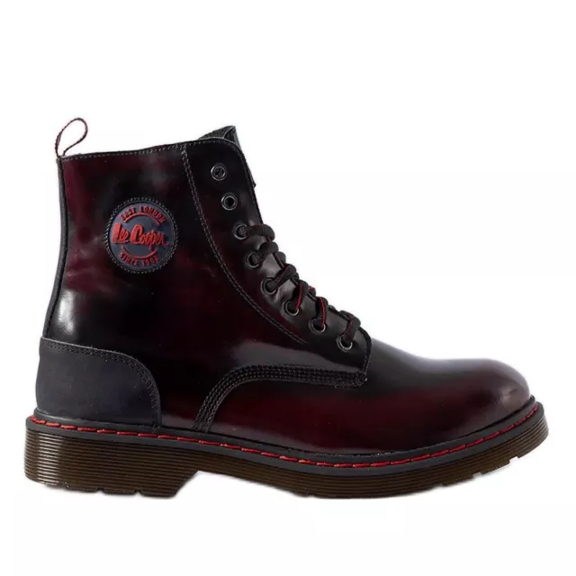 LEE COOPER BURGUNDY insulated boots, natural leather LCJP-20-01-013 red ...