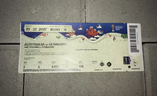 Sammler Used MINT Ticket #4 Australia Germany Australien Deutschland Confed Cup