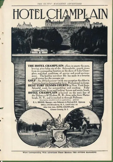 Magazine Ad - 1906 - Hotel Champlain - Clinton County, NY