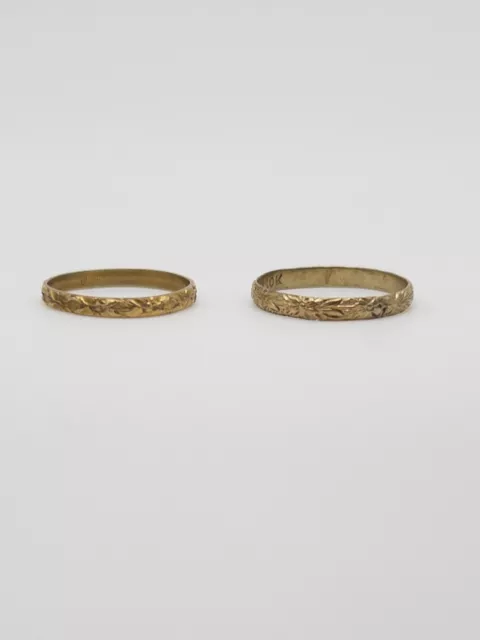 Antique Victorian 1890 SET of TWO 10k Yellow Gold BABY CHILD Eternity Band Rings