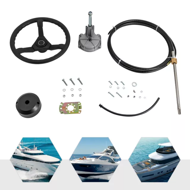 13FT Boat Engine Steering Wheel Kit, Boat Steering Kit, Outboard Rotary Steering