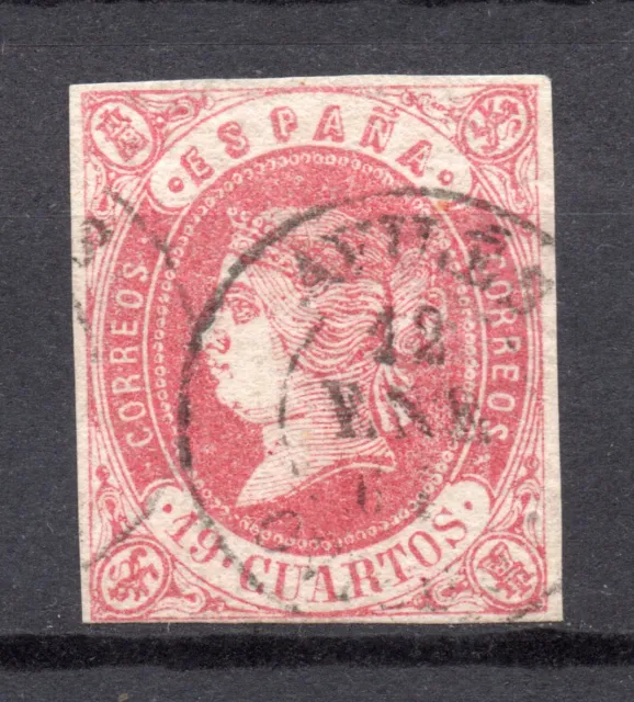 España  1862 - Edifil Nº 60 Isabel Ii (19 Cuartos Rosa) Matasello Aviles